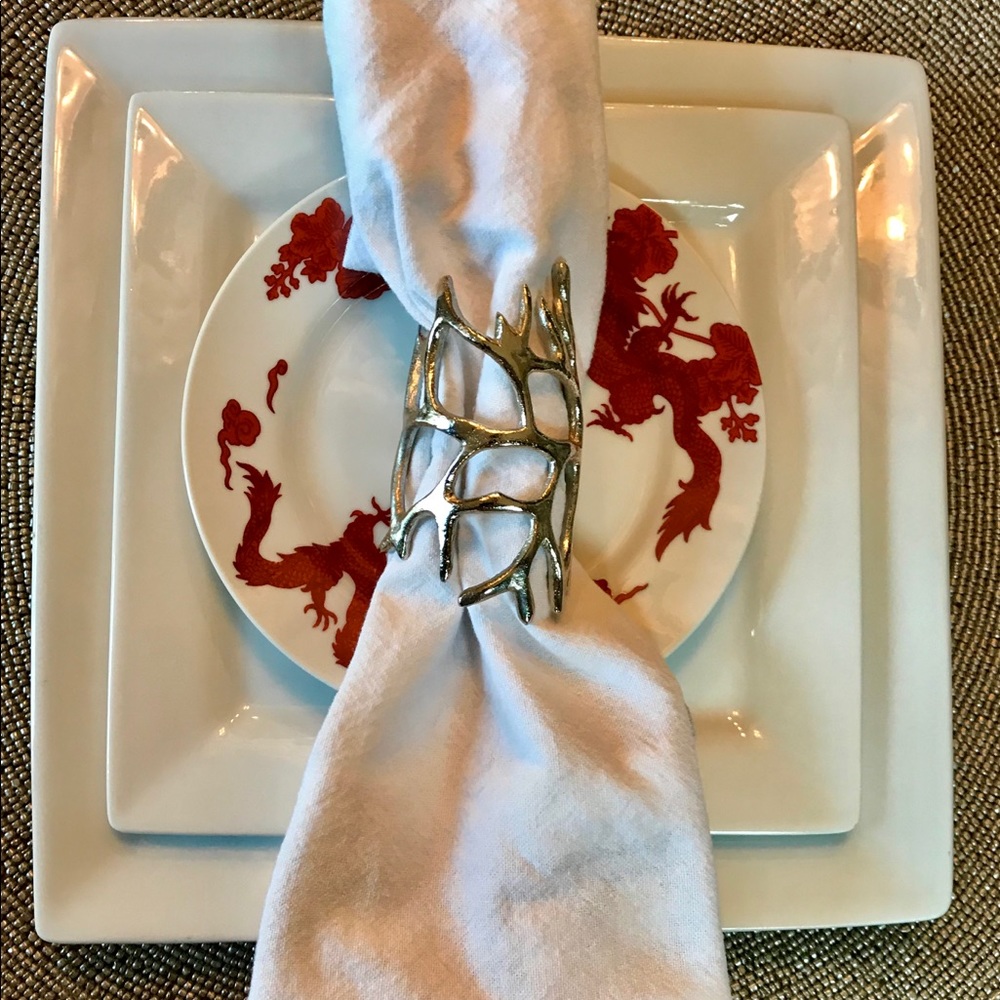 Coral silver napkin rings